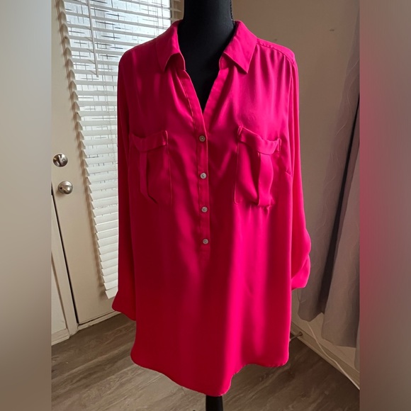 Hot pink button down - Picture 1 of 7